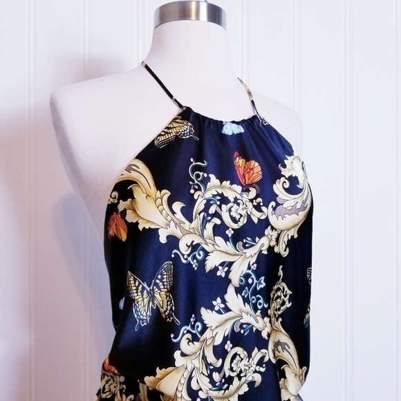 JB by Julie Brown Tops - Julie Brown, 
Black Print Silk Halter Top